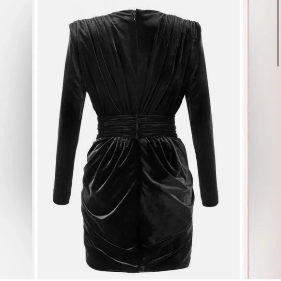 House of CB Pascale Black Draped Velvet Mini Dress - Picture 6 of 7